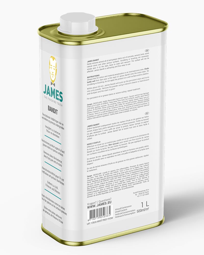 James Bandit 1000ml (tegen olie- en vetvlekken op poreuze ondergronden) - Solza.nl